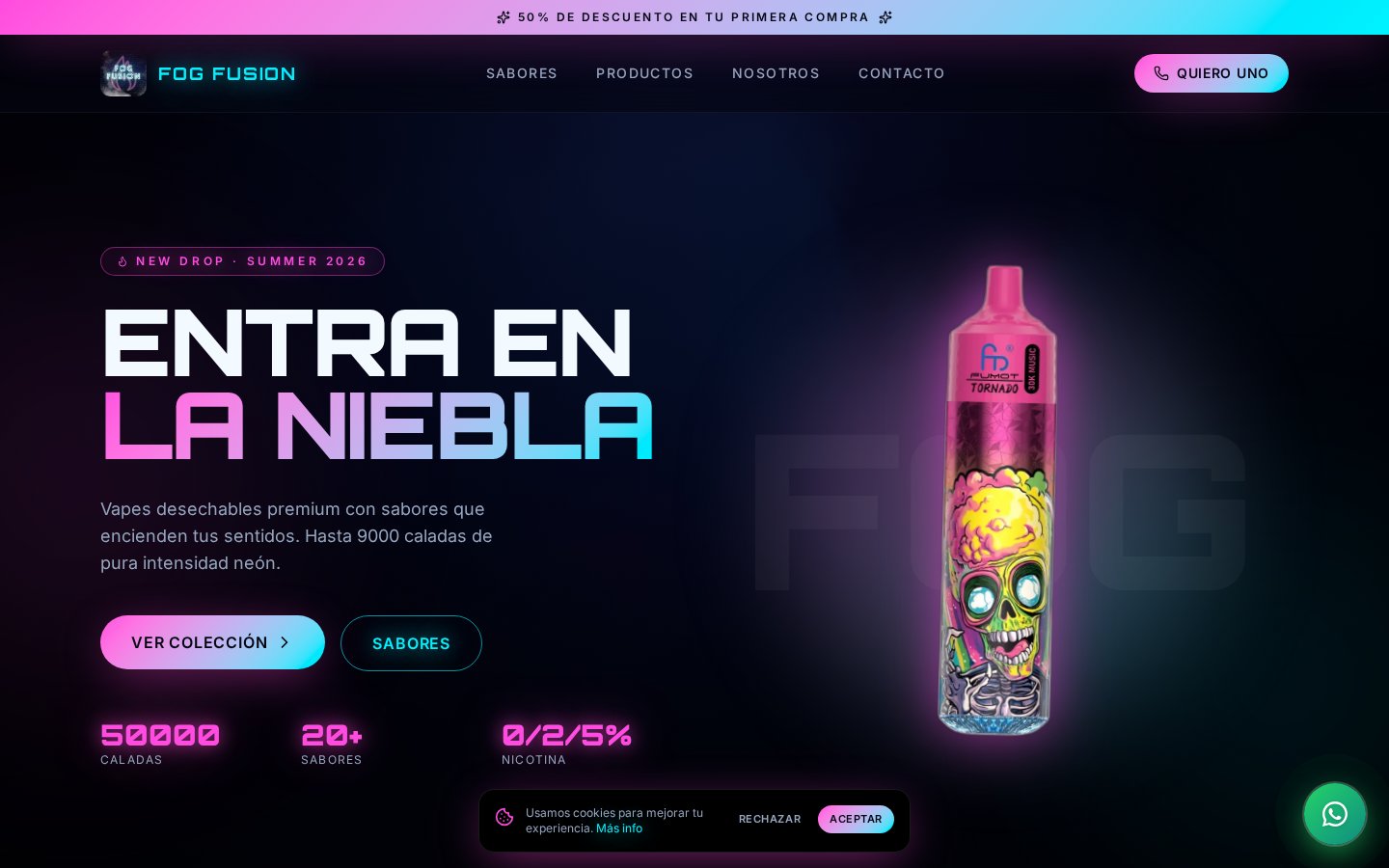 Diseño web para FogFusion · proyecto de Samuel Moya